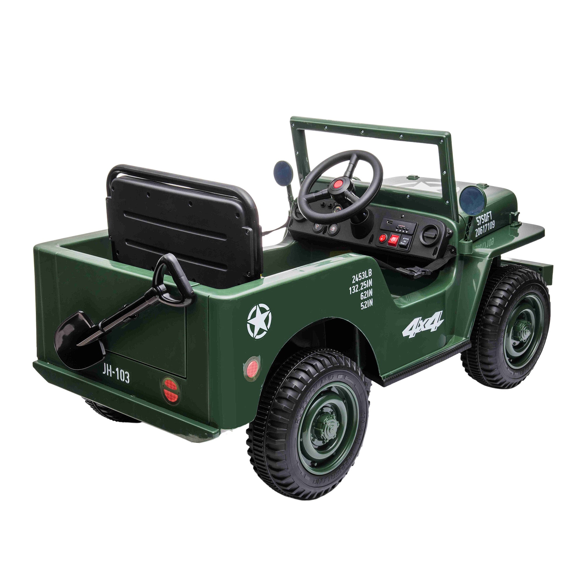 12V Hotchkiss Willys Jeep Style Mini Kids Battery Electric Ride On RiiRoo