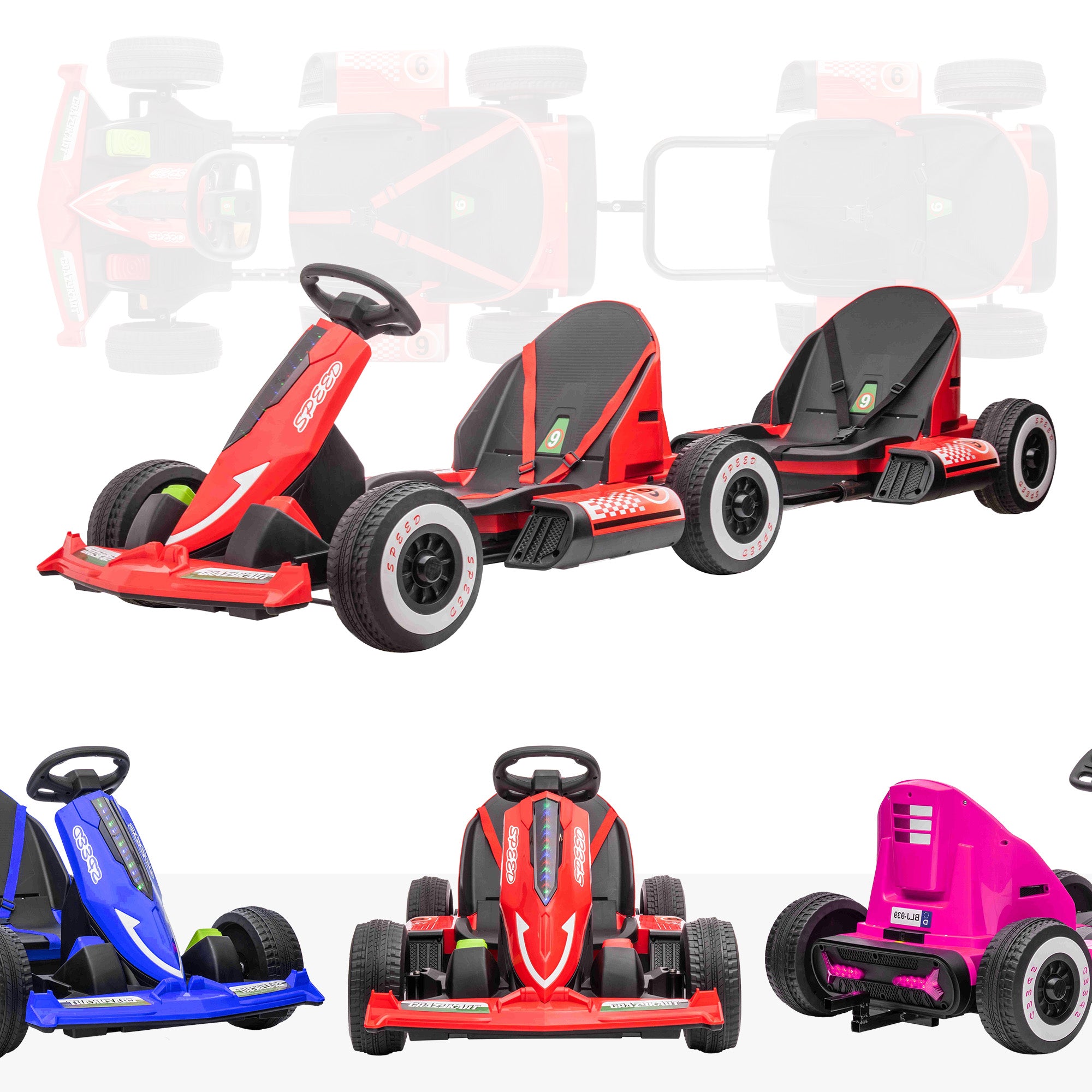 XJD Electric Go Kart 12V Battery Powered Pedal Go Karts For