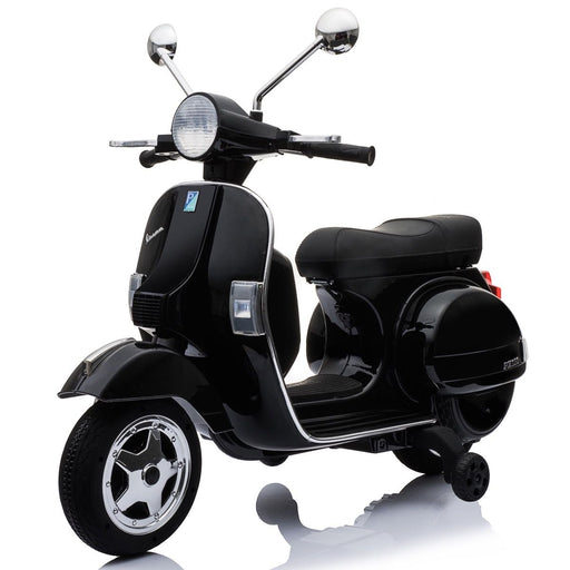 vespa px150 12v ride on black1 1 Black licensed kids electric scooter battery powered motorbike