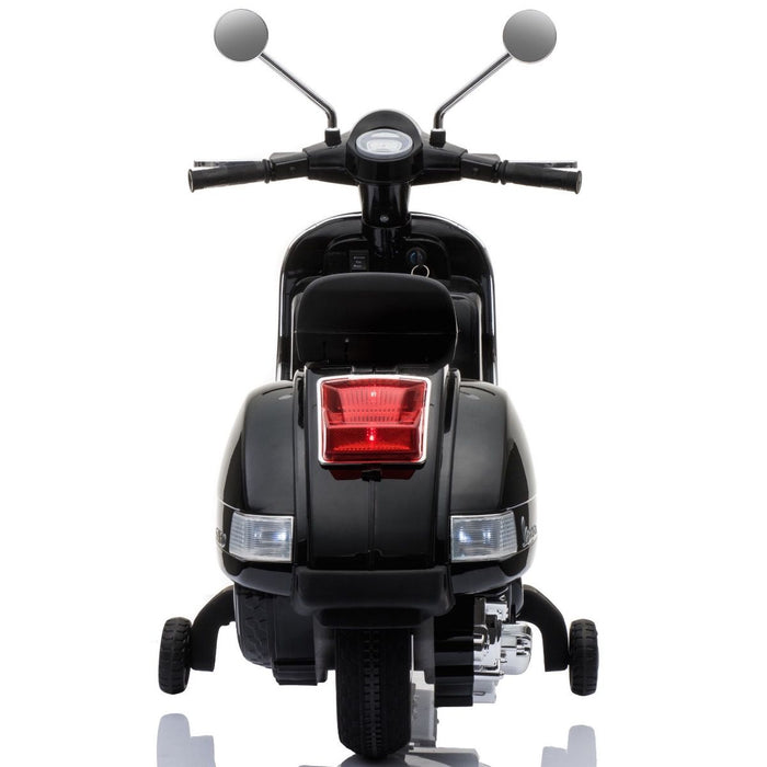 vespa px150 12v ride on black2 1 licensed kids electric scooter battery powered motorbike